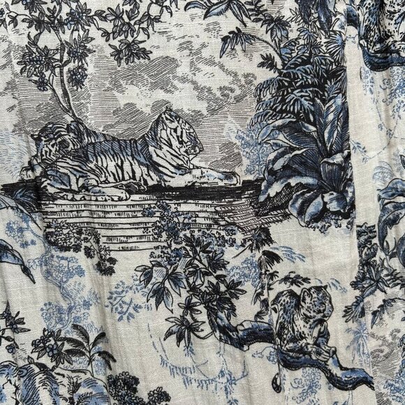 H&M NWT Cream Blue Black Animal Print Smocked Back Midi Dress Size XXL - Picture 7 of 13